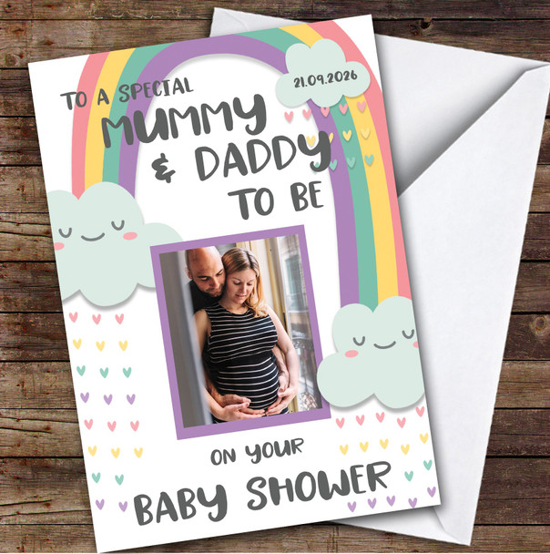 Personalized Baby Shower Card For Anyone Photo Rainbow Rain