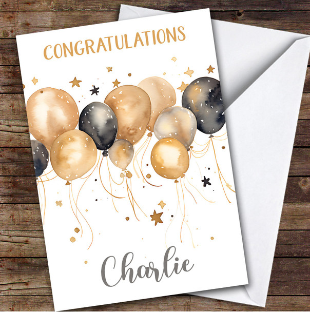 Personalized Congratulations Card For Anyone Gold Balloons