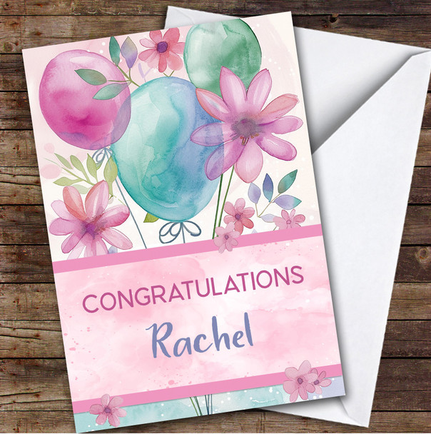 Personalized Congratulations Card For Anyone Purple Flowers