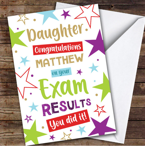 Personalized Exam Results Congratulations Card For Daughter Bright Stars