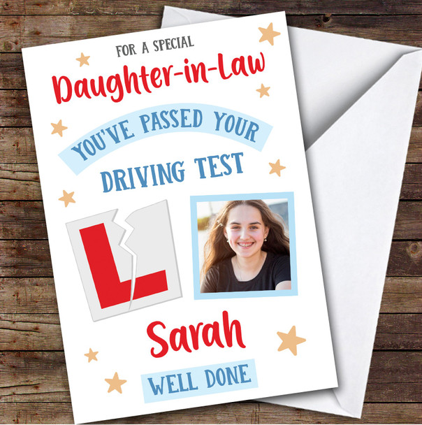 Personalized Passed Driving Test Card For Daughter-In-Law Photo L Plate Star