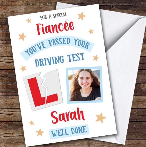 Personalized Passed Driving Test Card For Fiancee Photo L Plate Star
