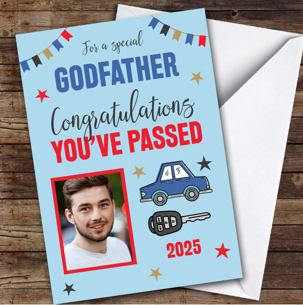 Personalized Passed Driving Test Card For Godfather Photo Car Key Blue