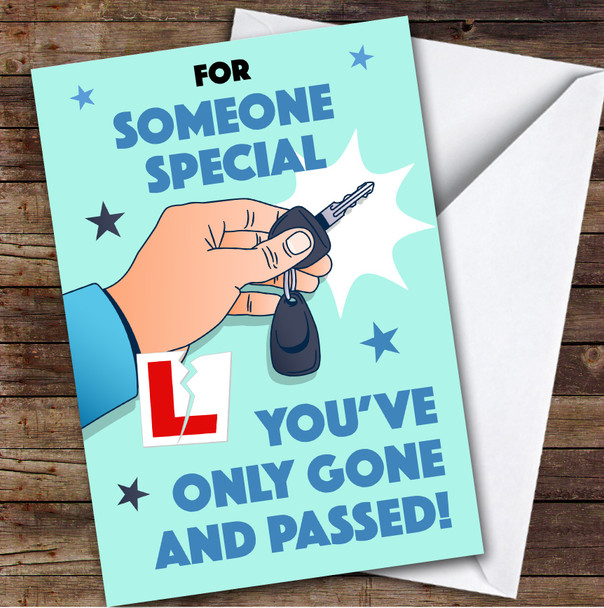 Personalized Passed Driving Test Card For Someone Special Car Key Blue