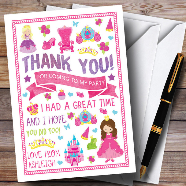 Princess Castle Heart Shoe Party Thank You Cards