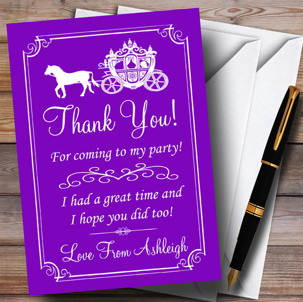Purple Horse Carriage Princess Party Thank You Cards