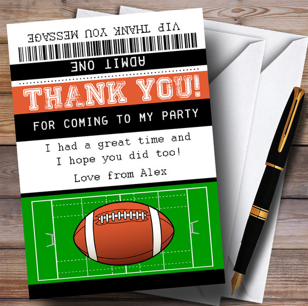 Rugby Match Ticket Party Thank You Cards