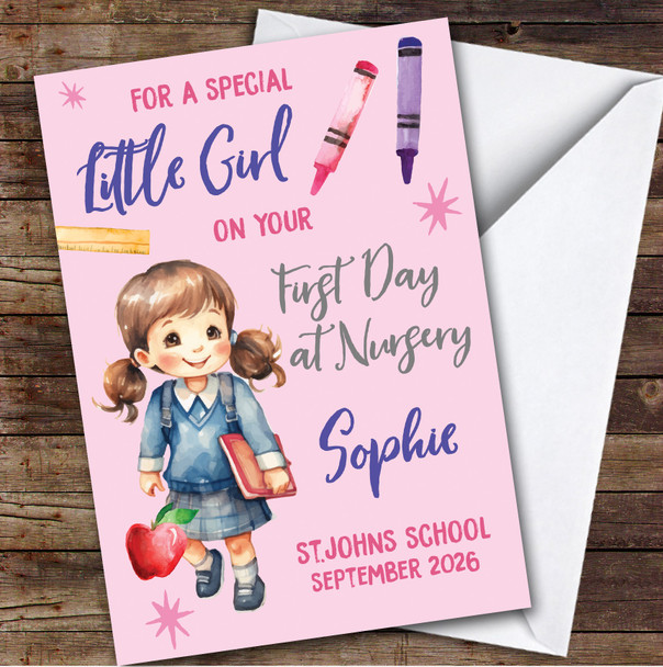 Personalized Starting Nursery Card For Card For Anyone Girl School Girl Pink