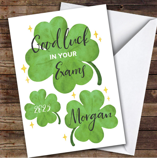 Personalized Good Luck In Exams Card For Anyone Lucky Clover