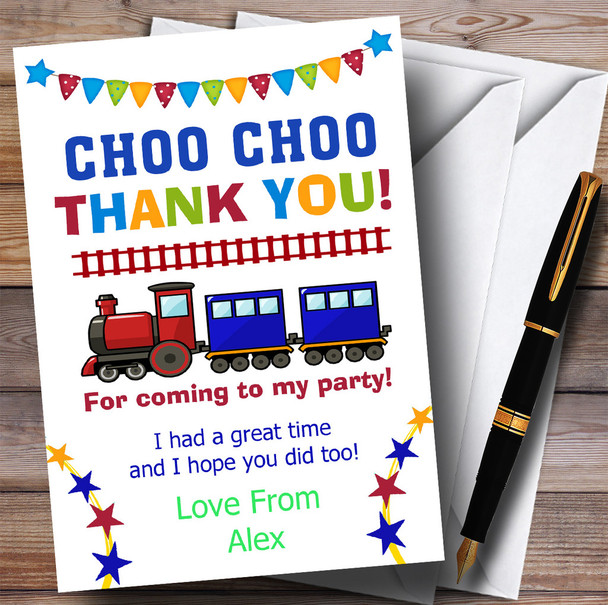 Stars & Bunting Train Party Thank You Cards