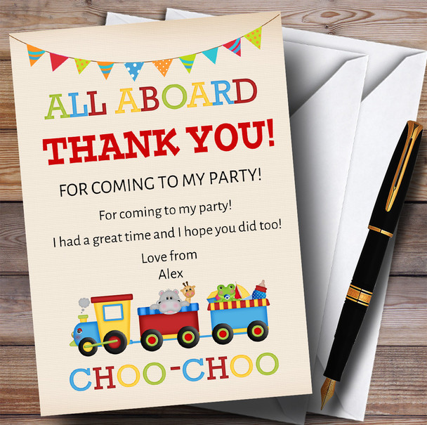 Train & Bunting Party Thank You Cards