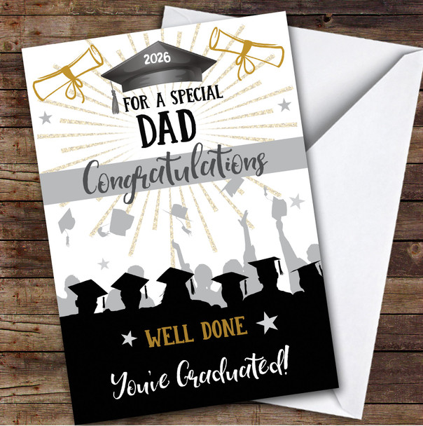 Personalized Graduation Card For Dad Silhouette Hat