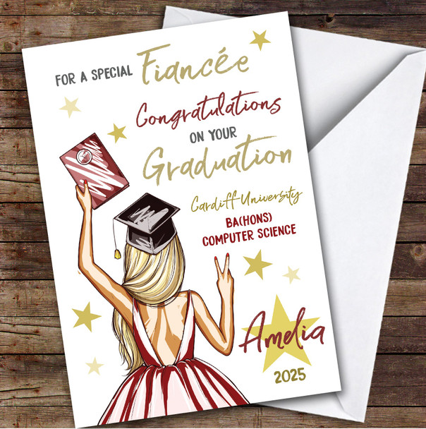 Personalized Graduation Card For Fiancee Blonde Girl