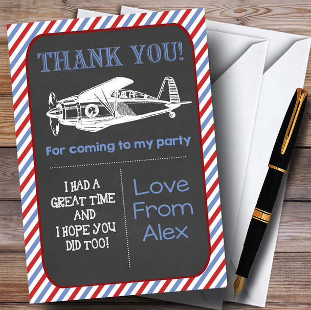 Vintage Airplane Party Thank You Cards