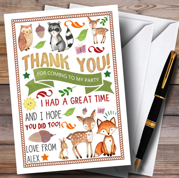 Woodland Animals Forest Party Thank You Cards
