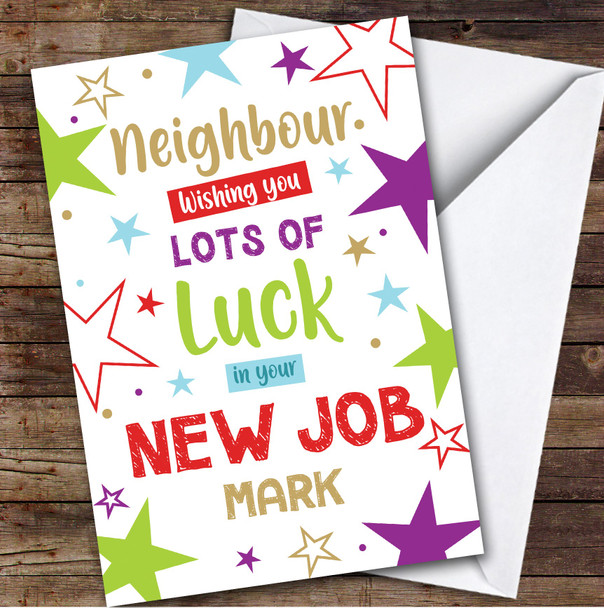 Personalized New Job Card For Neighbour Bright Stars