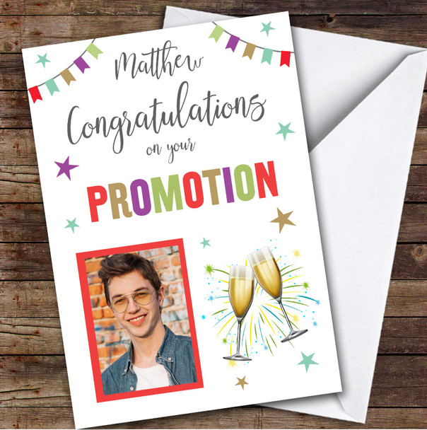Personalized New Job Promotion Card For Anyone Photo Champagne Cheers