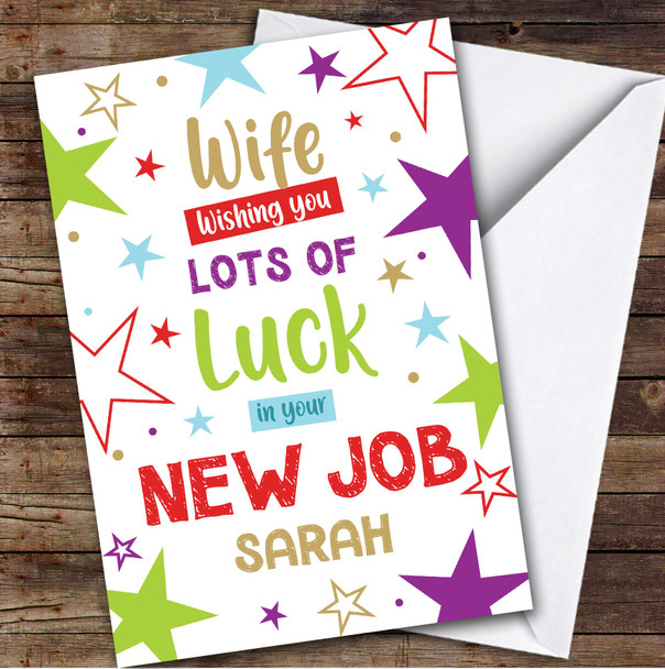 Personalized New Job Card For Wife Bright Stars