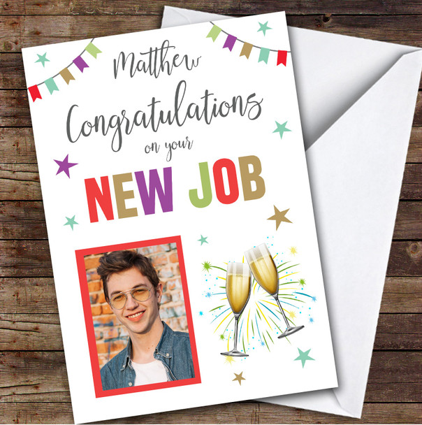 Personalized New Job Card For Brother Photo Champagne Cheers