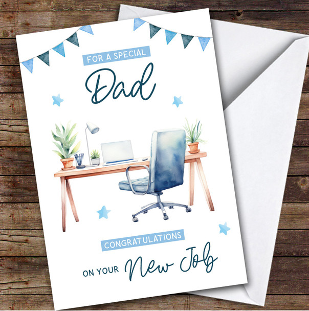 Personalized New Job Card For Dad Desk Job Blue