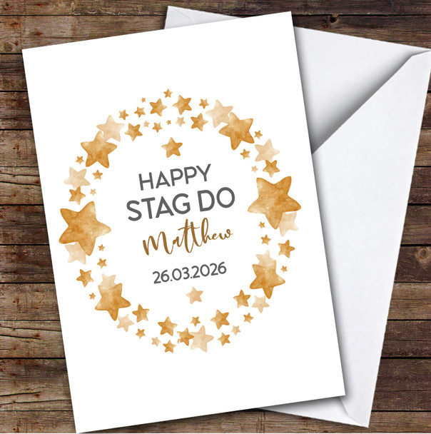 Personalized Stag Do Card For Anyone Stars Gold Frame