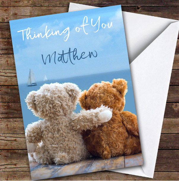 Personalized Thinking Of You Card For Anyone Bear Hug Sea View