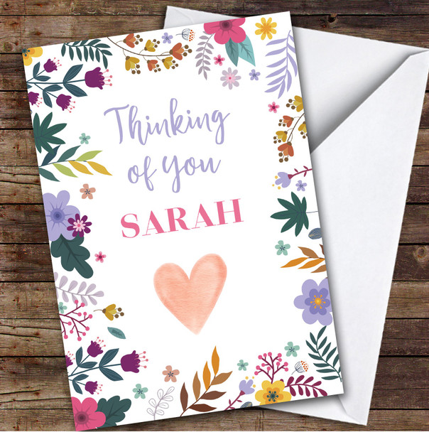 Personalized Thinking Of You Card For Anyone Flowers Bright