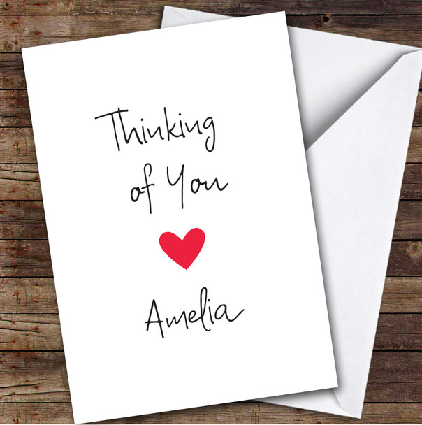 Personalized Thinking Of You Card For Anyone Heart Simple