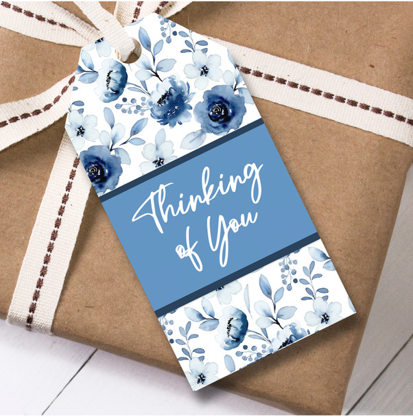 Thinking Of You 12 Large Gift Tags Blue Flowers Thinking of You Female