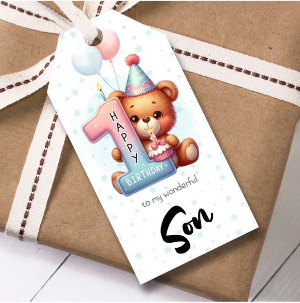 12 Gift Tags For Son 1st Birthday Animals Balloons Boys Birthday