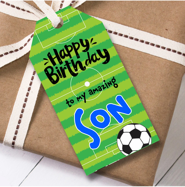 Birthday 12 Large Gift Tags For Son Football Pitch Boys Birthday
