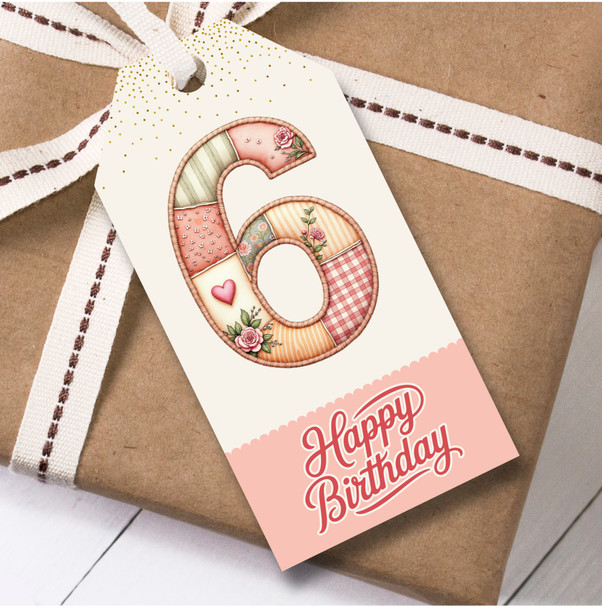 12 Large Gift Tags 6th Birthday Floral Patchwork Girls Kids Birthday