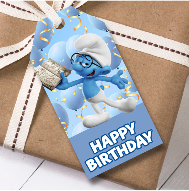 Birthday 12 Large Gift Tags Smurfs Kids Birthday Design 1