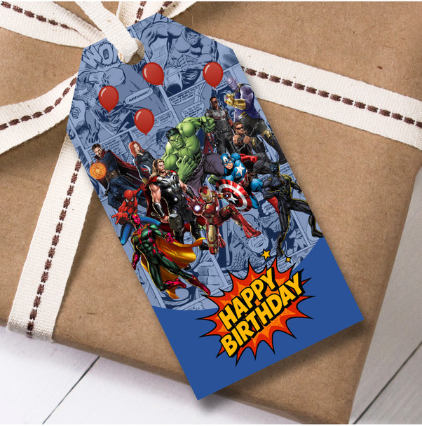 Birthday 12 Large Gift Tags Avengers Boys Kids Birthday Children's