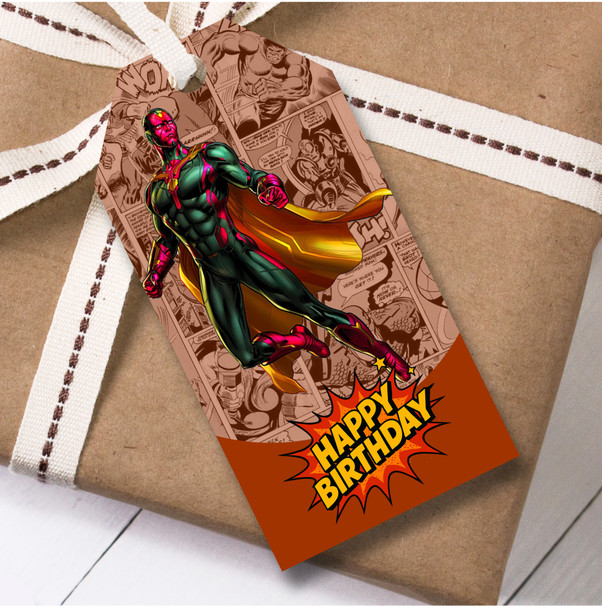 Birthday 12 Large Gift Tags Avengers Vision Boys Kids Birthday