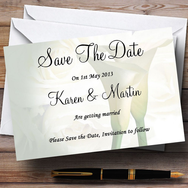 White Lily Stunning Personalized Wedding Save The Date Cards