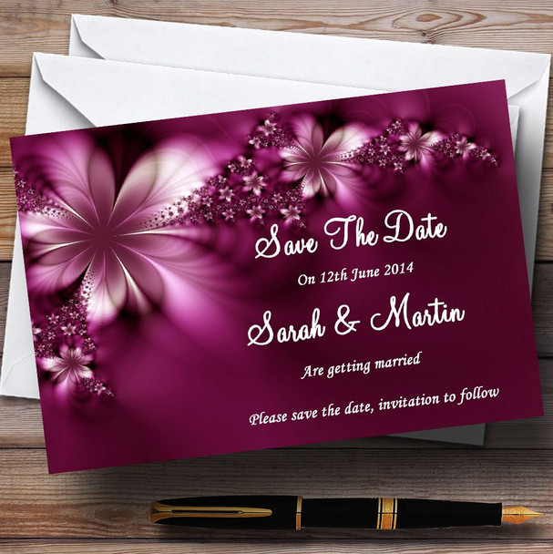 Beautiful Purple Personalized Wedding Save The Date Cards