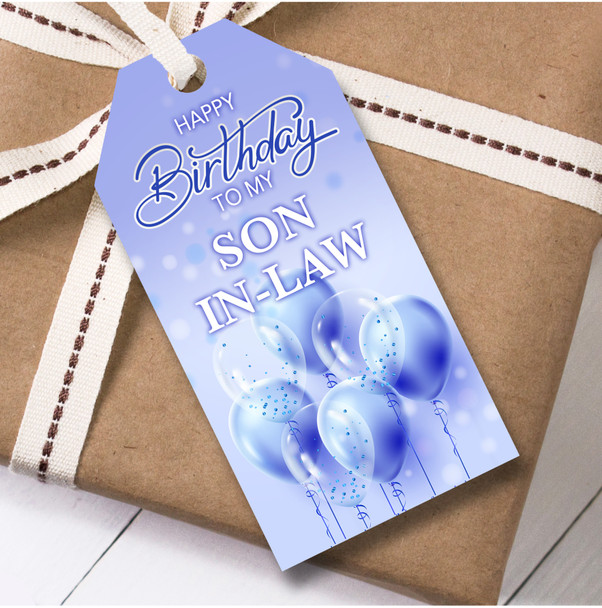 Birthday 12 Large Gift Tags For Son-In-Law Blue Balloons Birthday