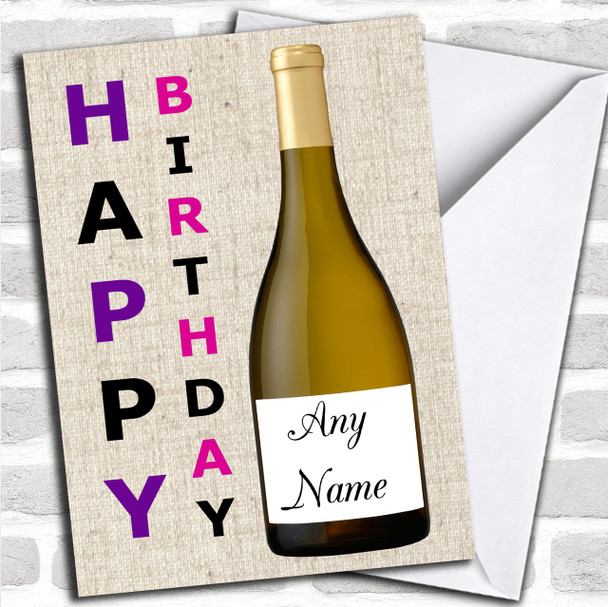 White Wine Bottle Personalized Birthday Card