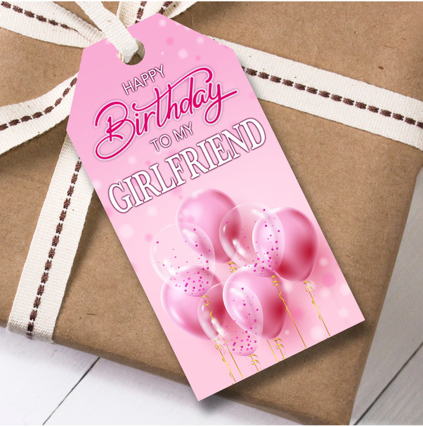 Birthday 12 Large Gift Tags For Girlfriend Pink Balloons Birthday