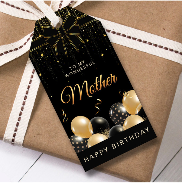Birthday 12 Large Gift Tags Mother Black and Gold Birthday