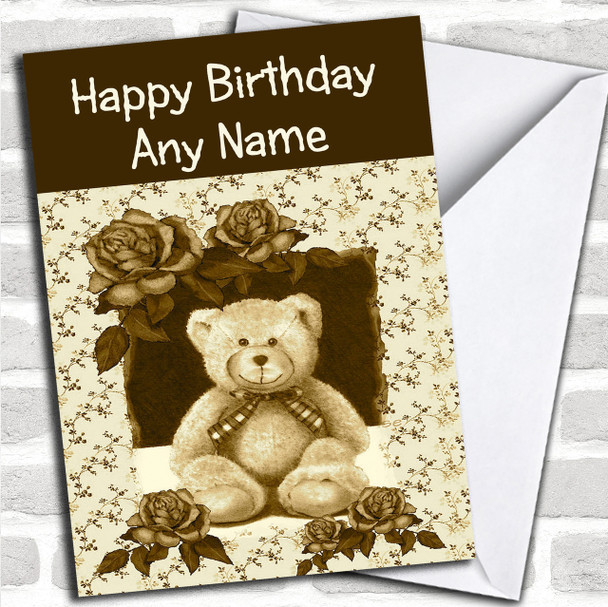 Vintage Teddy Bear Personalized Birthday Card