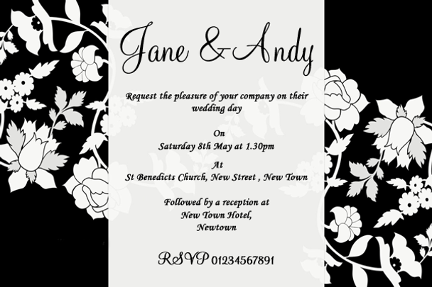 White & Black Flower Personalized Wedding Save The Date Cards