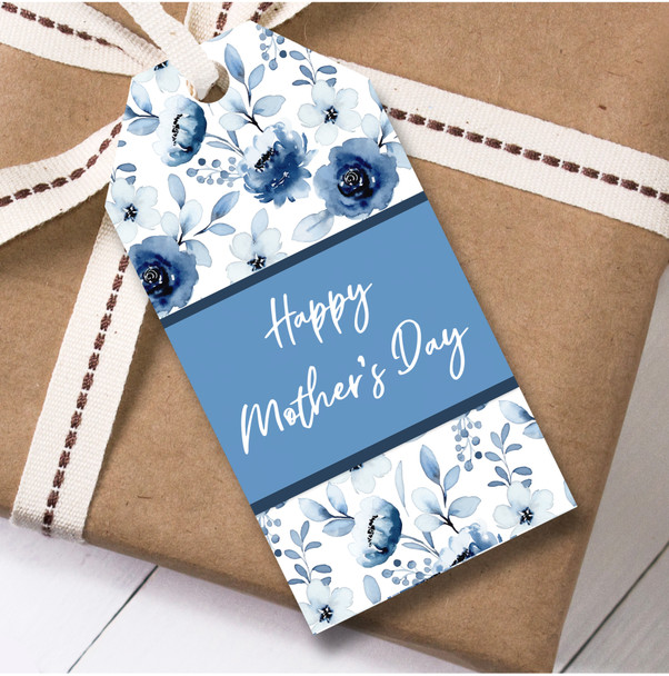 Mother's Day 12 Large Gift Tags Blue Flowers Happy Mother's Day