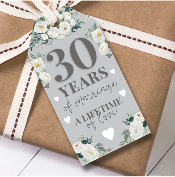 Anniversary 12 Gift Tags 30th Wedding Anniversary White Flowers