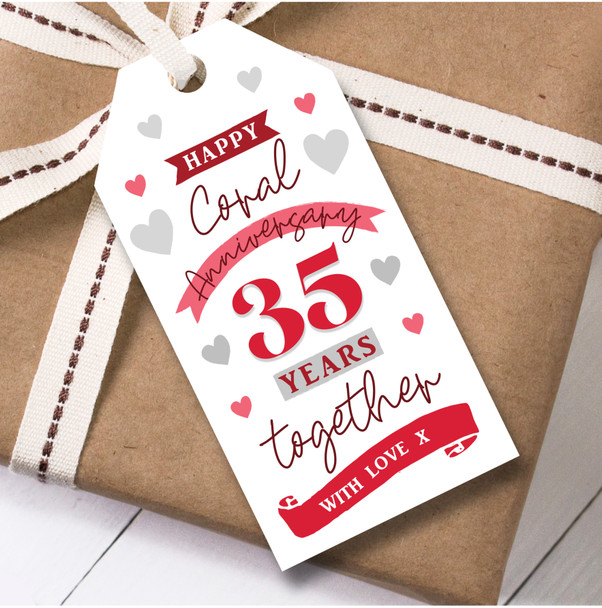 Anniversary 12 Gift Tags 35 Years Coral 35th Wedding Anniversary Together