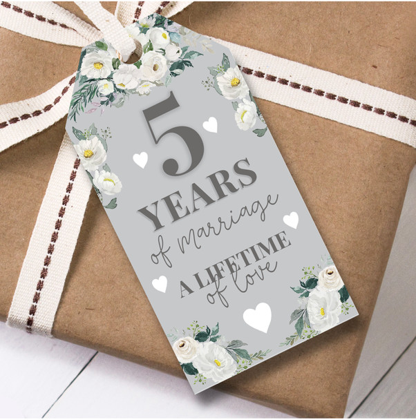 Anniversary 12 Gift Tags 5th Wedding Anniversary White Flowers