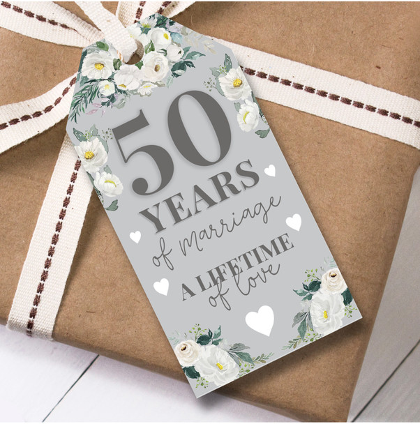 Anniversary 12 Gift Tags 50th Wedding Anniversary White Flowers