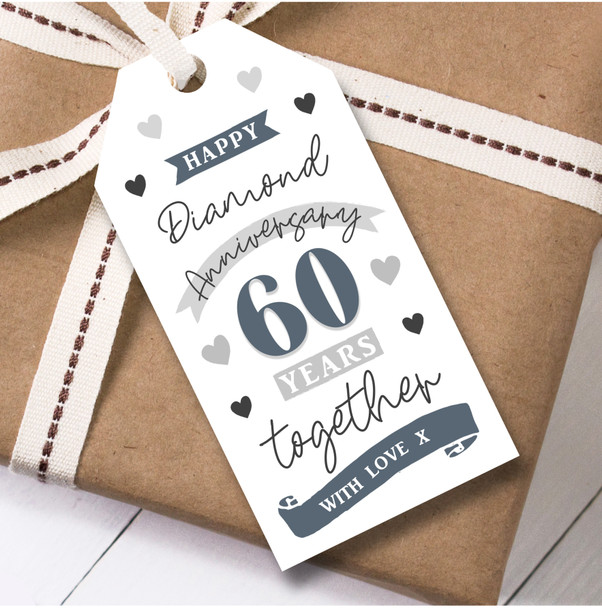 Anniversary 12 Gift Tags 60 Years Diamond 60th Wedding Anniversary Together