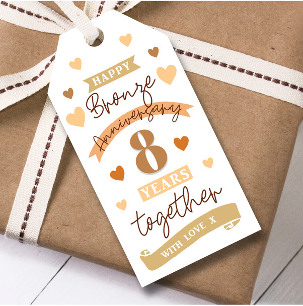 Anniversary 12 Gift Tags 8 Years Bronze 8th Wedding Anniversary Together